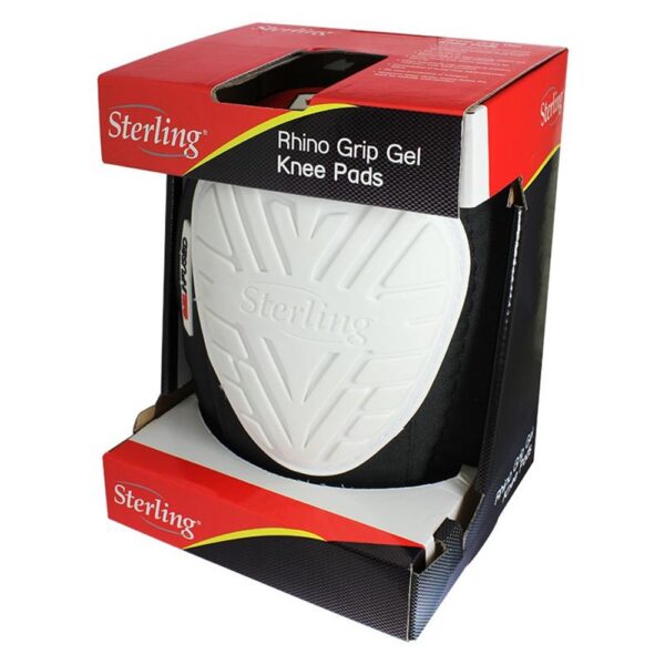 Sterling Gel Knee Pads with non-marking rubber caps and adjustable straps, ideal for construction and DIY work