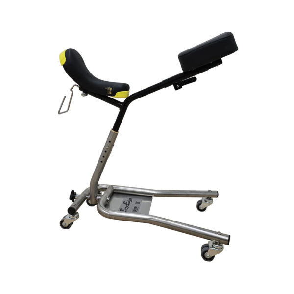 Lagler EasyEdge mobile work seat helps to reduce fatique and sore backs when sanding floors using an edger.