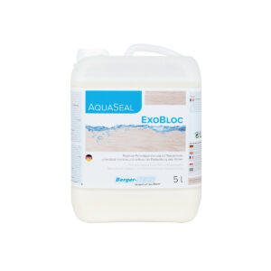 Berger-Seidle AquaSeal ExoBlock – waterborne primer and blocking agent for exotic timber floors, preventing bleed-through and ensuring durable finish adhesion.