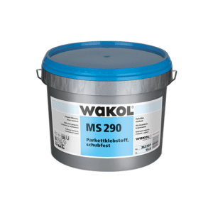 WAKOL MS 290 wood flooring adhesive – elastic, solvent-free adhesive for solid timber, engineered boards, and parquet flooring.